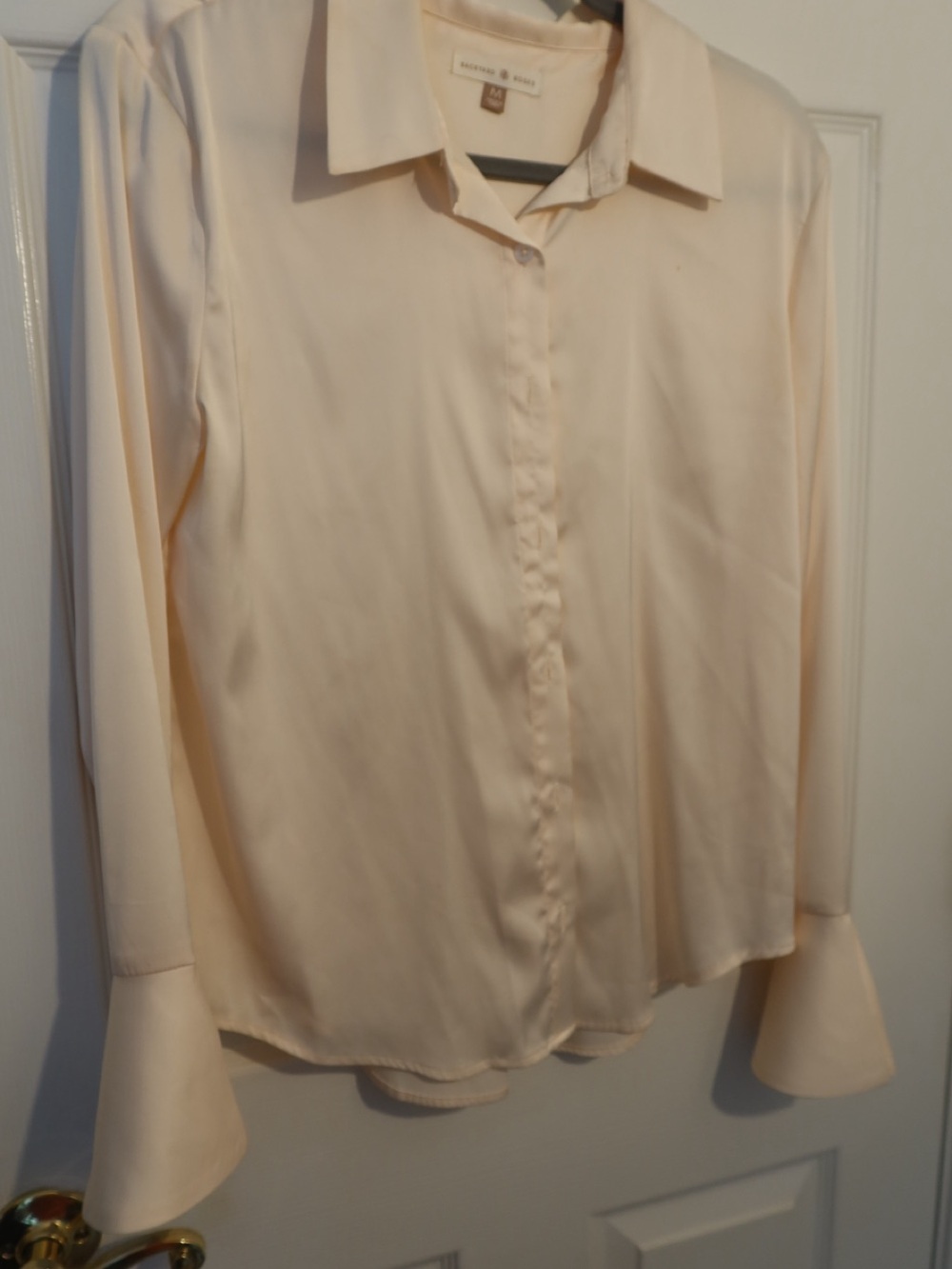 Elevated Cream Button-Down Blouse with Flared Cuffs